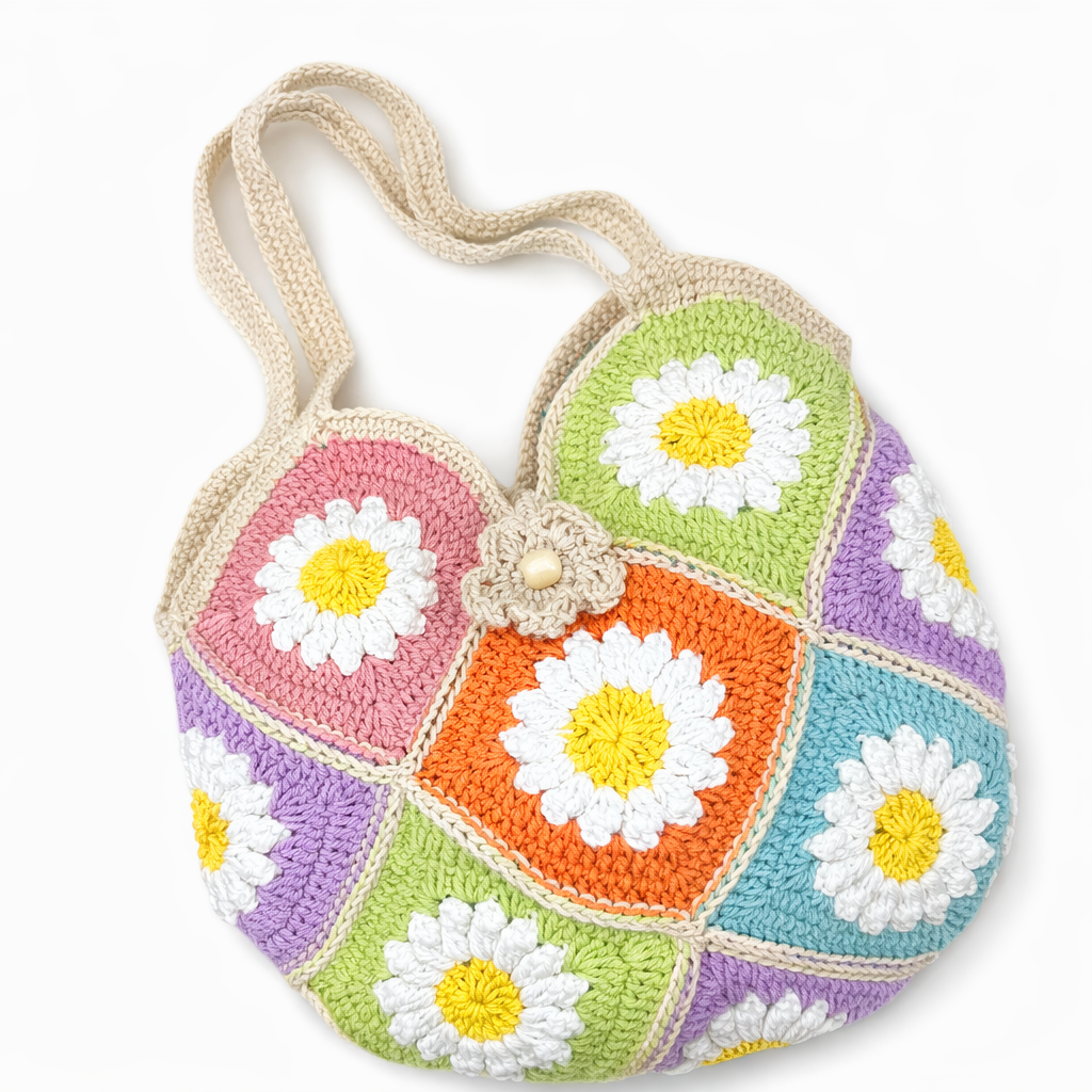 Crochet Boho Daisy Bag