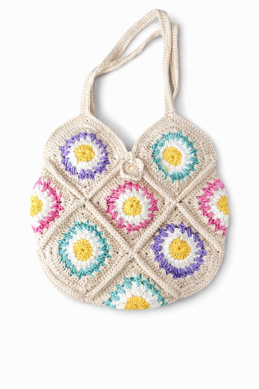 Crochet Daisy Burst Shoulder Bag