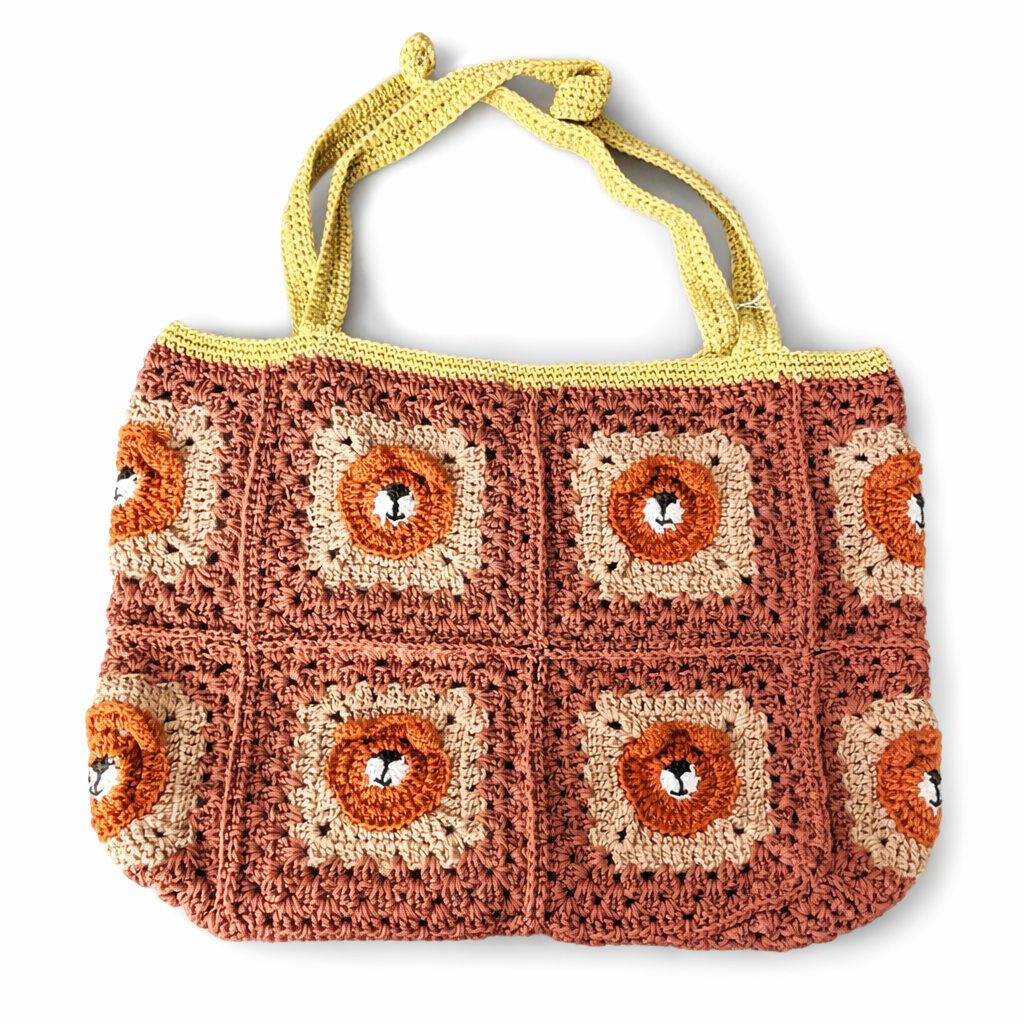 Crochet Bear Square Tote Bag