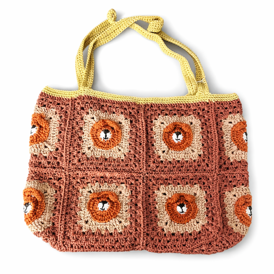 Crochet Bear Square Tote Bag