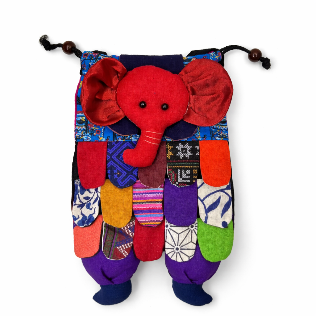Handcrafted Patchwork Elephant Drawstring Bag