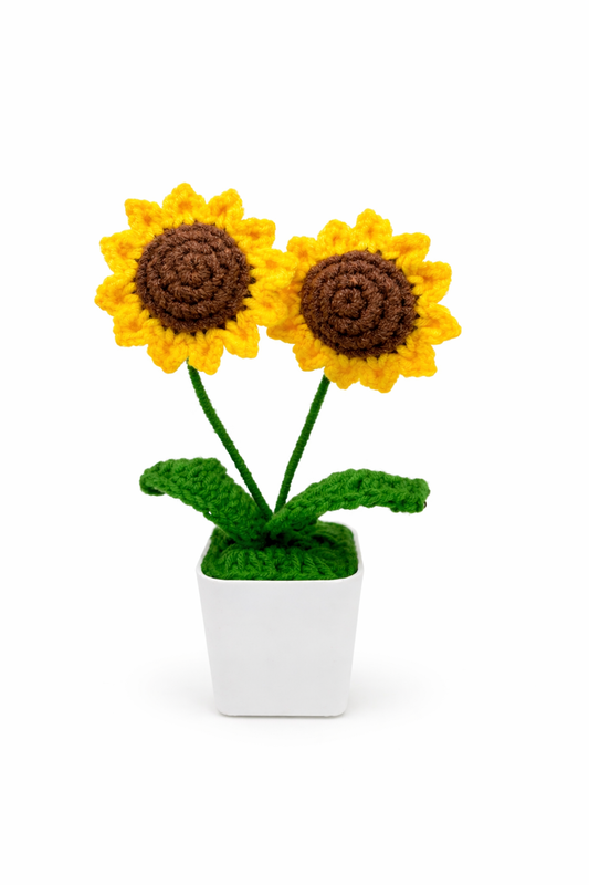 Crochet Double Sunflower in Pot