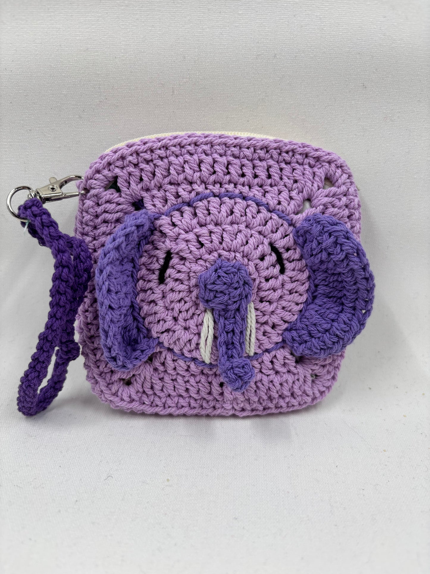 Crochet Lavender Elephant Coin Purse