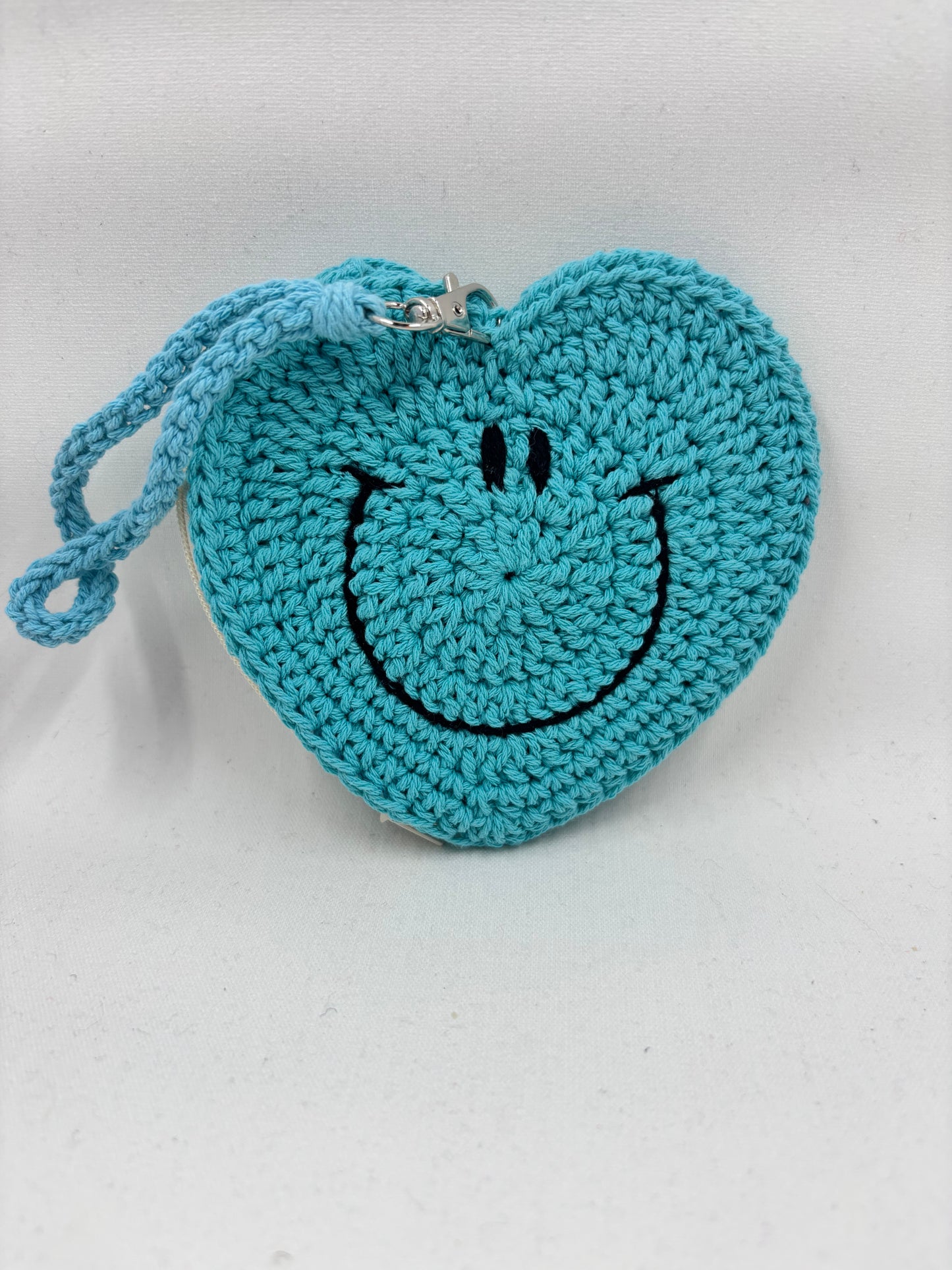 Crochet Heart Smiley Coin Purse