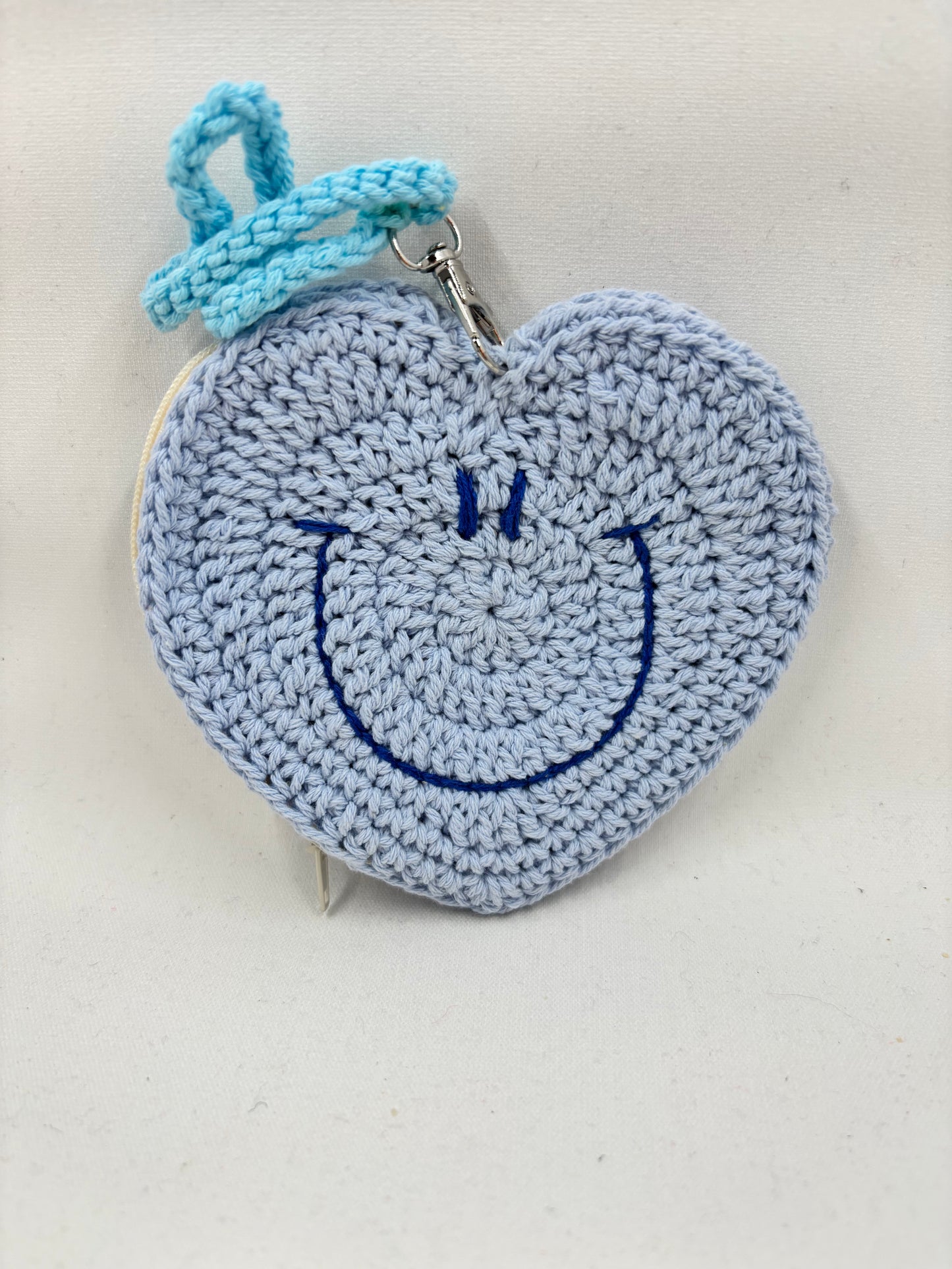 Crochet Heart Shaped Smiley Coin Purse