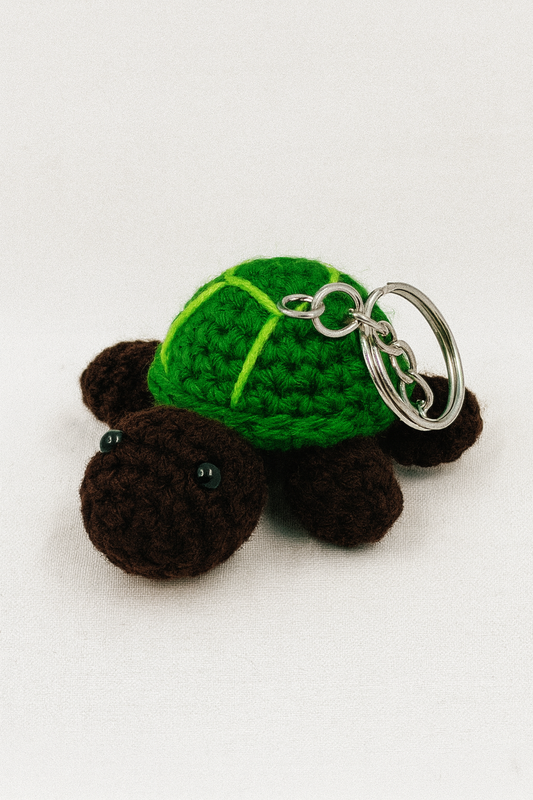 Crochet Black and Green Turtle Keychain