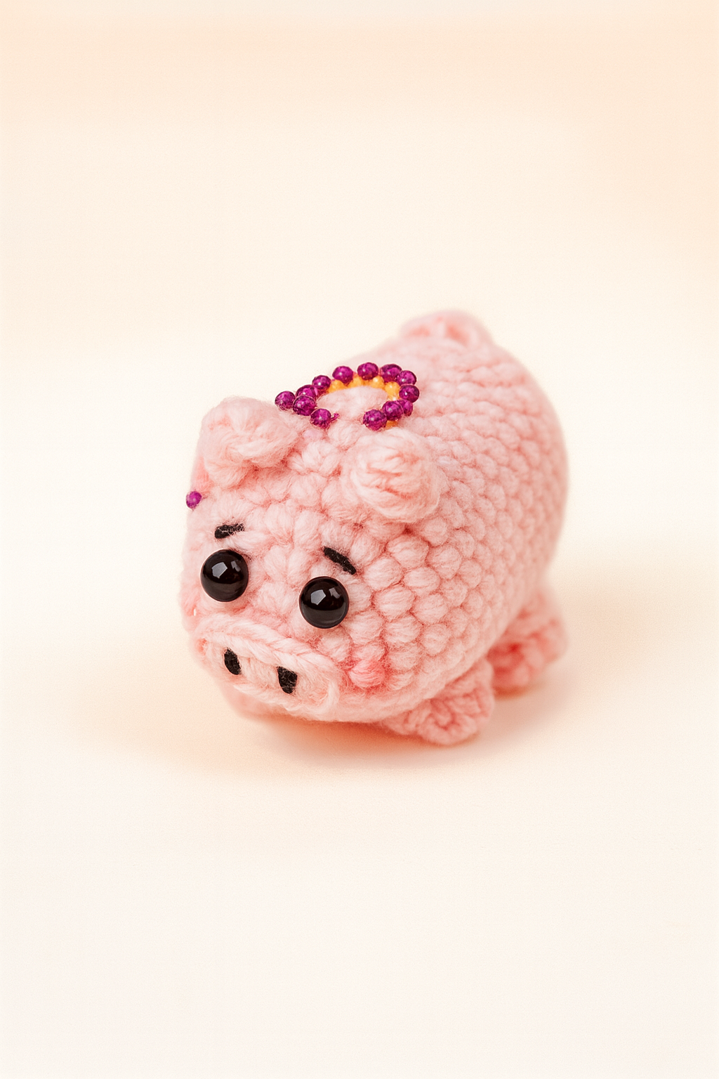 Crochet Tiny Pig Keychain