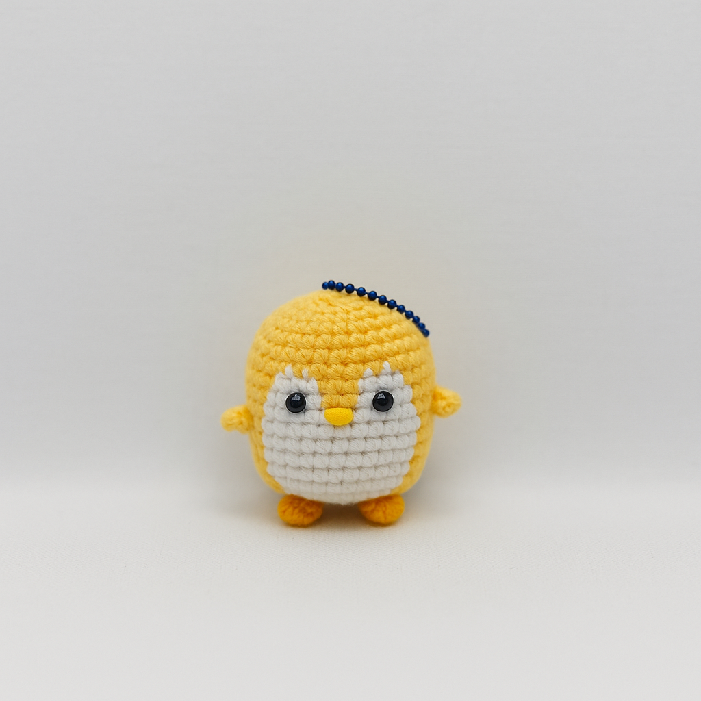Crochet Round Penguin Keychain