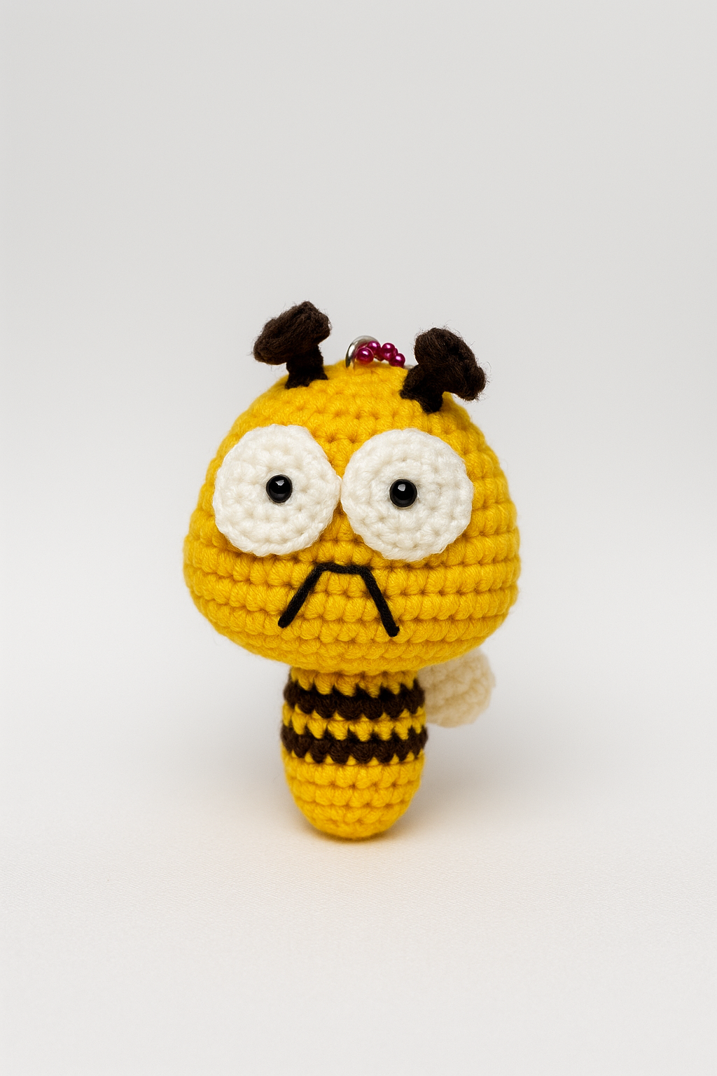 Crochet Sad Bee Keychain