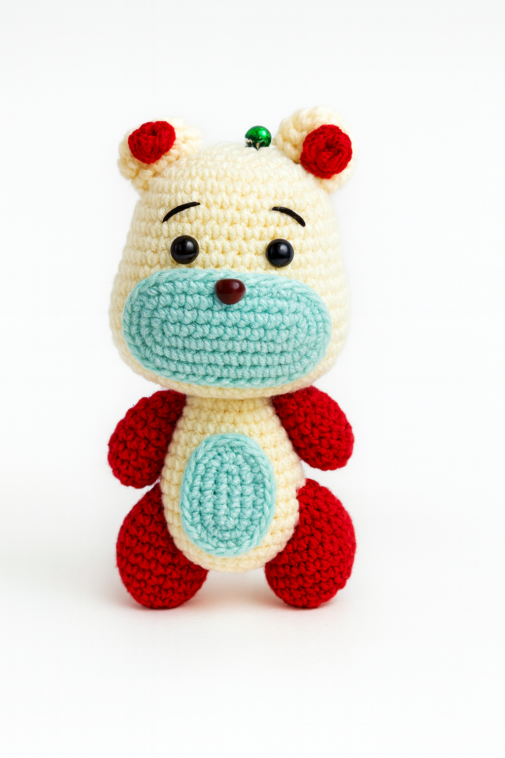Crochet red and White Bear Plushie
