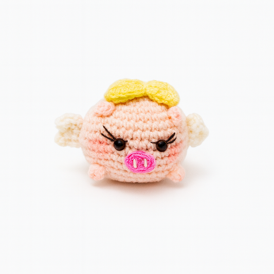 Crochet Flying Pig Keychain