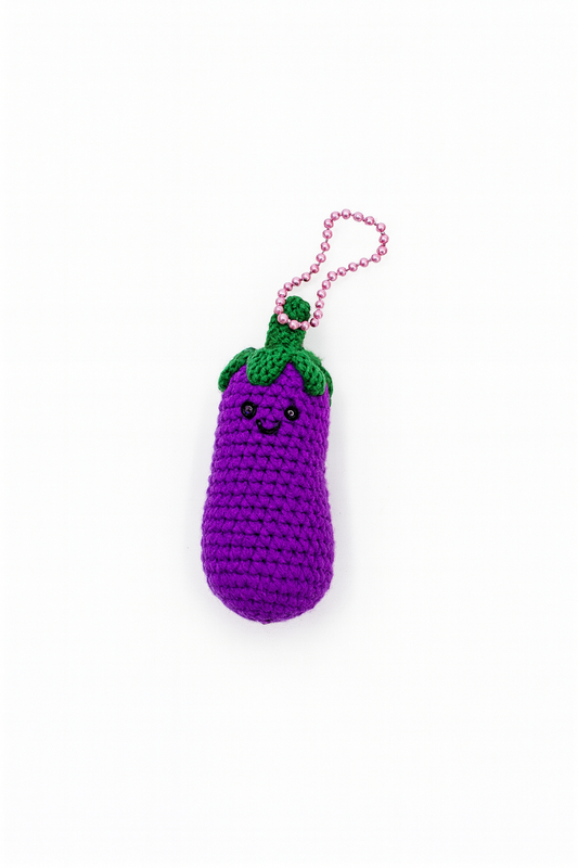 Crochet Eggplant Keychain