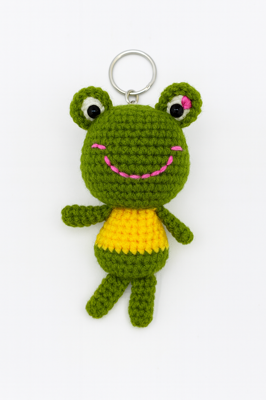Crochet Dressy Frog Keychain